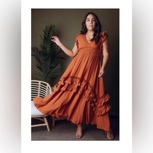 Baltic Born - Jasmine Rust Ruffle Maxi Dress
